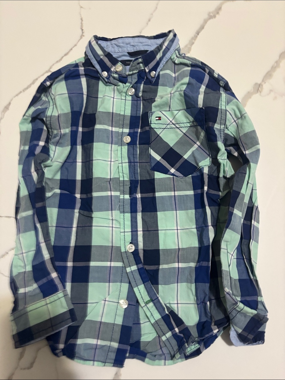 Tommy Hilfiger Mint & Navy Plaid Button-Up Shirt